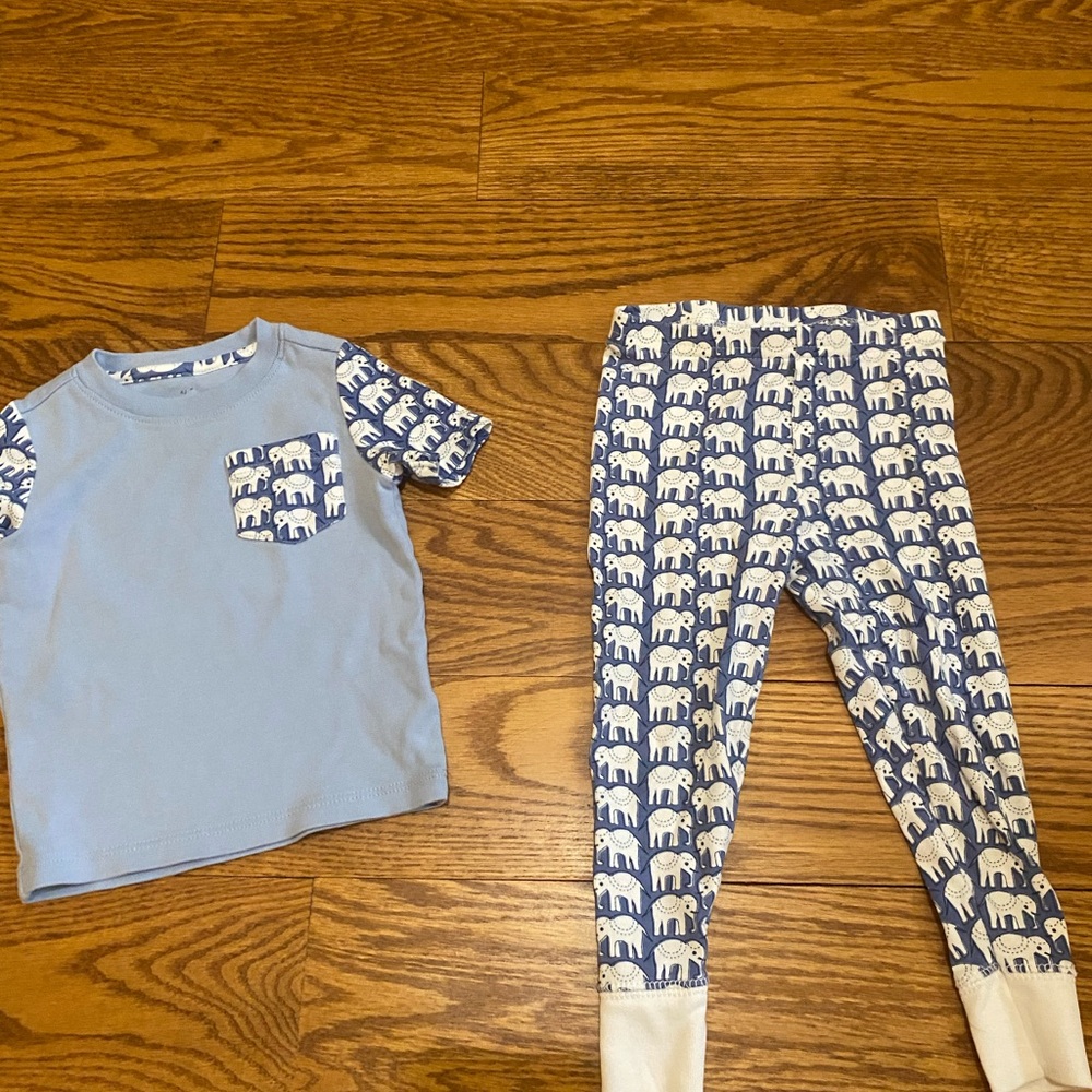 Blue Elephant Print Kids Pajamas Roberta roller rabbit